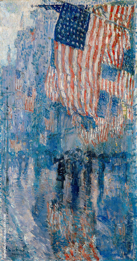 The Avenue in the Rain 1917 by Childe Hassam | Oil Painting Reproduction