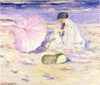 On the Beach in Corsica 1913 By Frederick Carl Frieseke