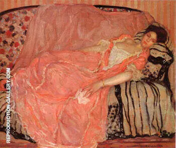 Portrait of madame Gely On the Couch By Frederick Carl Frieseke