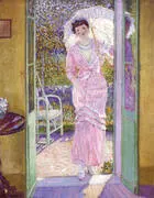 In the Doorway (Good Morning) 1913 By Frederick Carl Frieseke