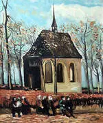 Congregation Leaving The Reformed Church in Nuenen 1884 By Vincent van Gogh