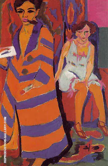 Self-Portrait with Model c1910 By Ernst Kirchner