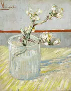 Sprig of Flowering Almond in a Glass By Vincent van Gogh