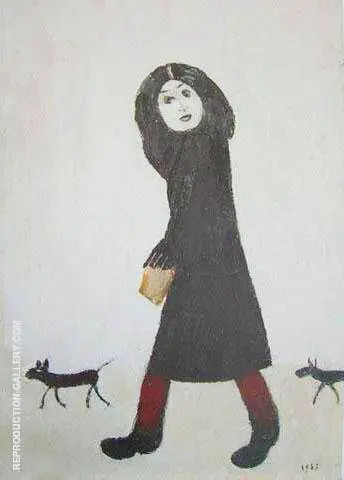 Lady with a Dog and Half 1963 By L-S-Lowry