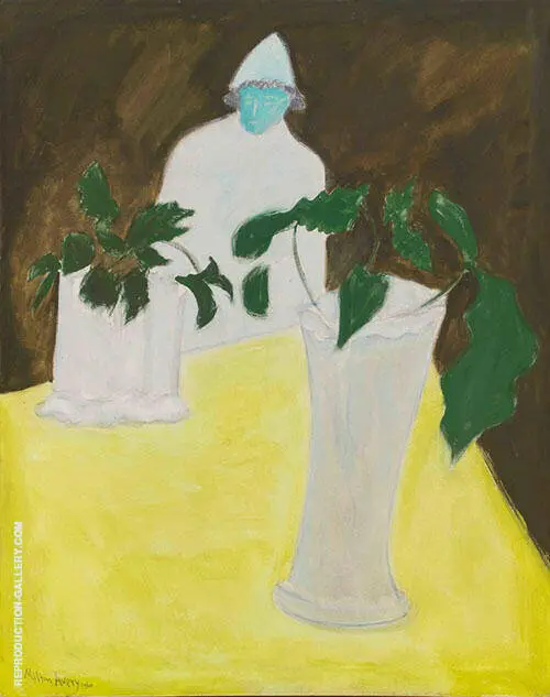 White Vase White Figure By Milton Avery