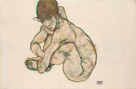 Kauernder Weiblicher Akt Crouching Nude Girl1914 By Egon Schiele