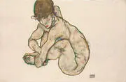 Kauernder Weiblicher Akt Crouching Nude Girl1914 By Egon Schiele