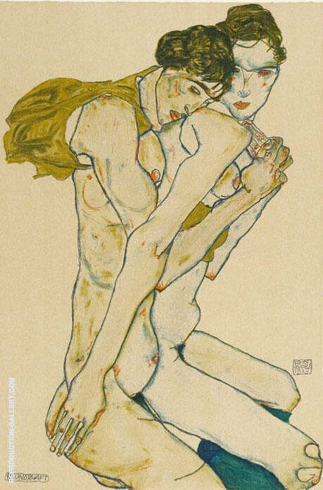 Freundschaft (Friendship) by Egon Schiele | Oil Painting Reproduction