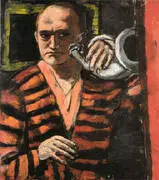 Self Portrait with Horn 1938 By Max Beckmann