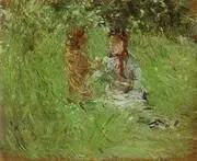 Woman and Child in the Garden at Bougival 1882 By Berthe Morisot