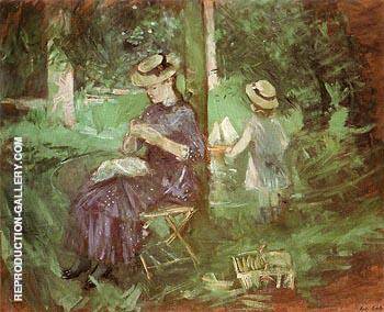 Woman and Child in a Garden 1884 | Oil Painting Reproduction