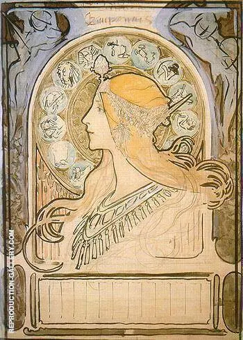 Study for Zodiac 1896 By Alphonse Mucha