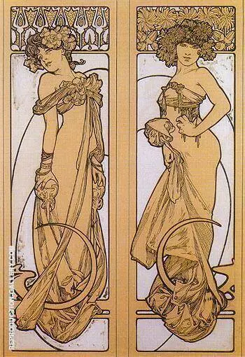 Two Women Standing 1902 By Alphonse Mucha