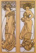 Two Women Standing 1902 By Alphonse Mucha