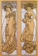 Two Women Standing 1902 By Alphonse Mucha