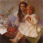 Jaroslava and Jiri the Artist s Children 1919 By Alphonse Mucha