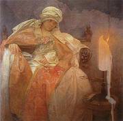 Woman with Burning Candle 1933 By Alphonse Mucha
