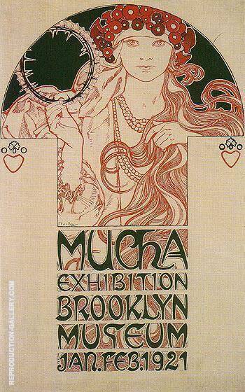 Drawing for a Poster Announcing the Mucha Exhibition at the brooklyn Museum 1921 | Oil Painting Reproduction