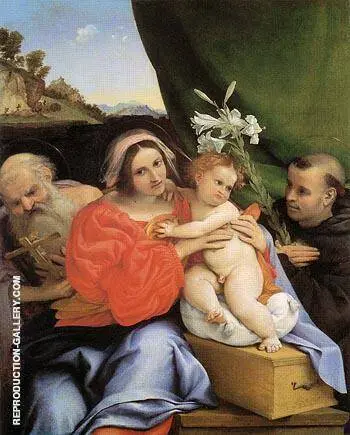 Virgin and Child with Saints Jerome and Anthony 1424 By Lorenzo Lotto