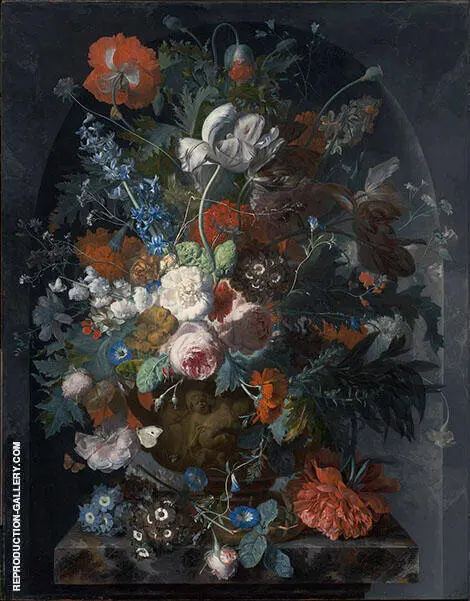 Vase of Flowers in a Niche c1732 By Jan Van Huysum