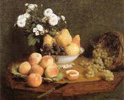 Flowers and Fruit on a Table 1865 By Henri Fantin-Latour