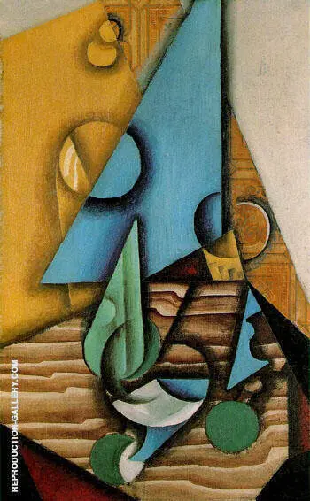 Bottle and Glass on a Table c1912 By Juan Gris