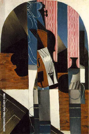 Untitled Violin and Ink Bottle on a Table By Juan Gris