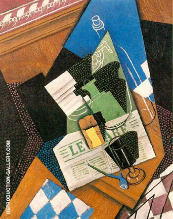Water bottle, Bottle and Fruit Dish 1915 By Juan Gris