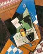 Water bottle, Bottle and Fruit Dish 1915 By Juan Gris