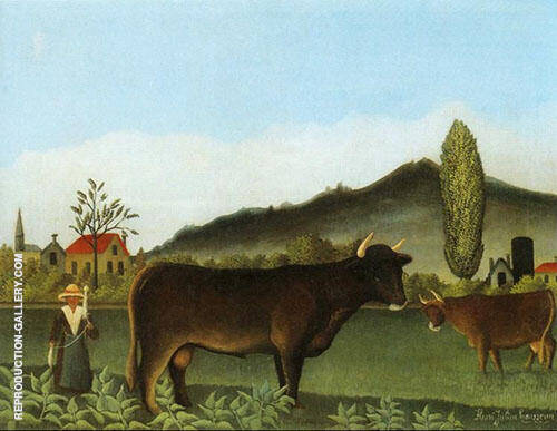 Landscape with Cattle by Henri Rousseau | Oil Painting Reproduction