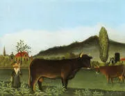 Landscape with Cattle By Henri Rousseau