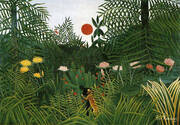Negro Attacked by a Jaguar 1910 By Henri Rousseau