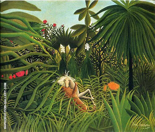 Horse Attacked by a Jaguar 1910 By Henri Rousseau