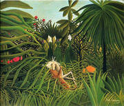 Horse Attacked by a Jaguar 1910 By Henri Rousseau