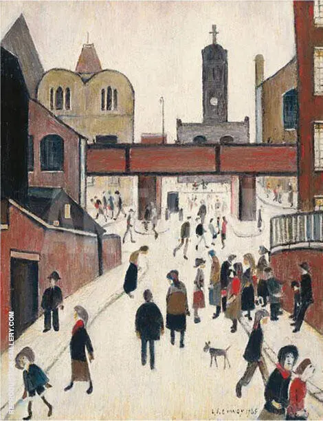 Street Scene with Viaduct By L-S-Lowry