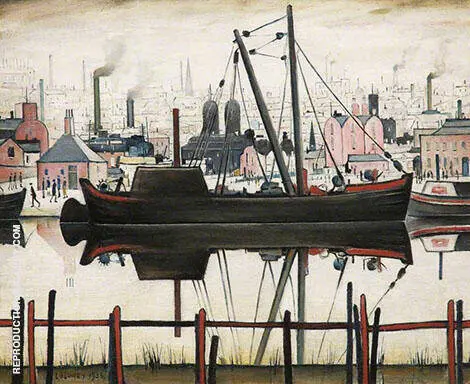 The Coal Barge By L-S-Lowry