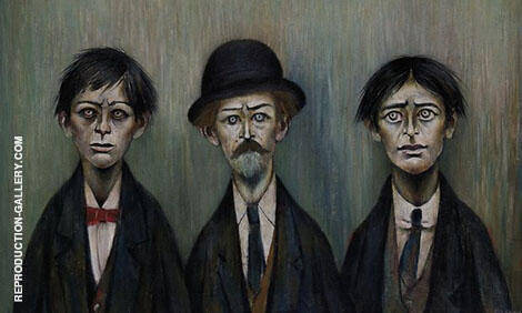 Father and Two Sons 1950 by L-S-Lowry | Oil Painting Reproduction