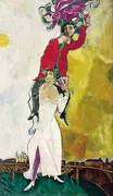 Double Portrait with Wine Glass Bella and Marc 1917 By Marc Chagall