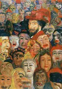 Portrait of the Artist Surrounded by Masks 1809 By James Ensor