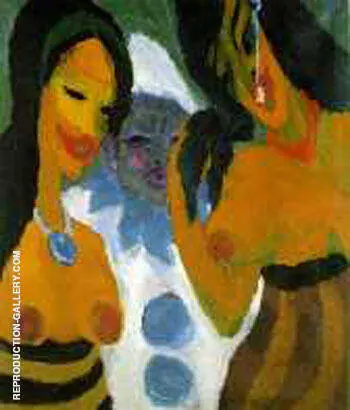 Woman and a Pierrot 1917 By Emil Nolde