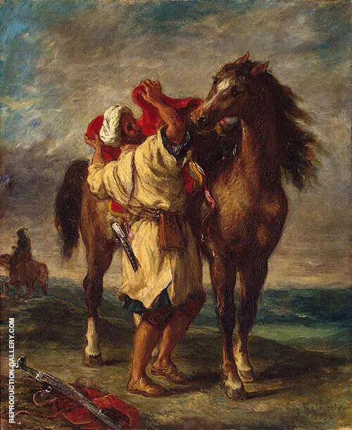 Arab Saddling His Horse 1855 By Eugene Delacroix