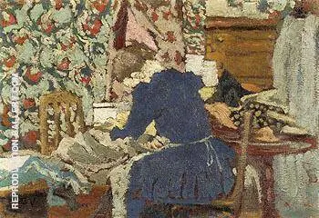 Interior Marie Leaning Over Her Work By Edouard Vuillard