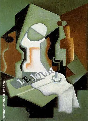 Bottle and Fruit Dish 1919 By Juan Gris