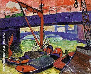 Barges on the Thames Cannon Steet Bridge 1906 By Andre Derain