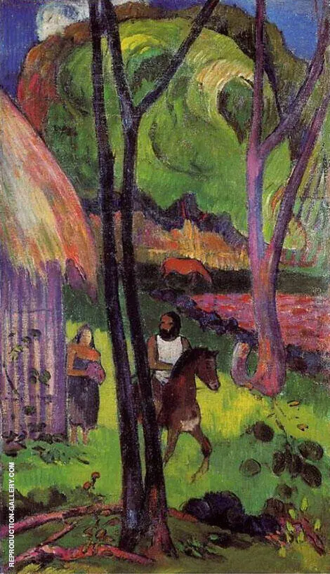 Cavalier Devant la Case 1902 By Paul Gauguin