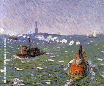 Breezy Day Tugboats New York Harbor 1910 By William Glackens