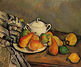 Sugar Bowl, Pears and Rug 1888 By Paul Cezanne