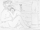 Drawing Sculptor and Reclining Nude 1933 By Pablo Picasso
