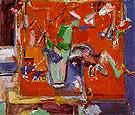 Red Table and Vase of Flowers 1942 By Hans Hofmann