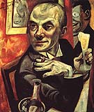 Self Portrait with Champagne Glass 1919 By Max Beckmann